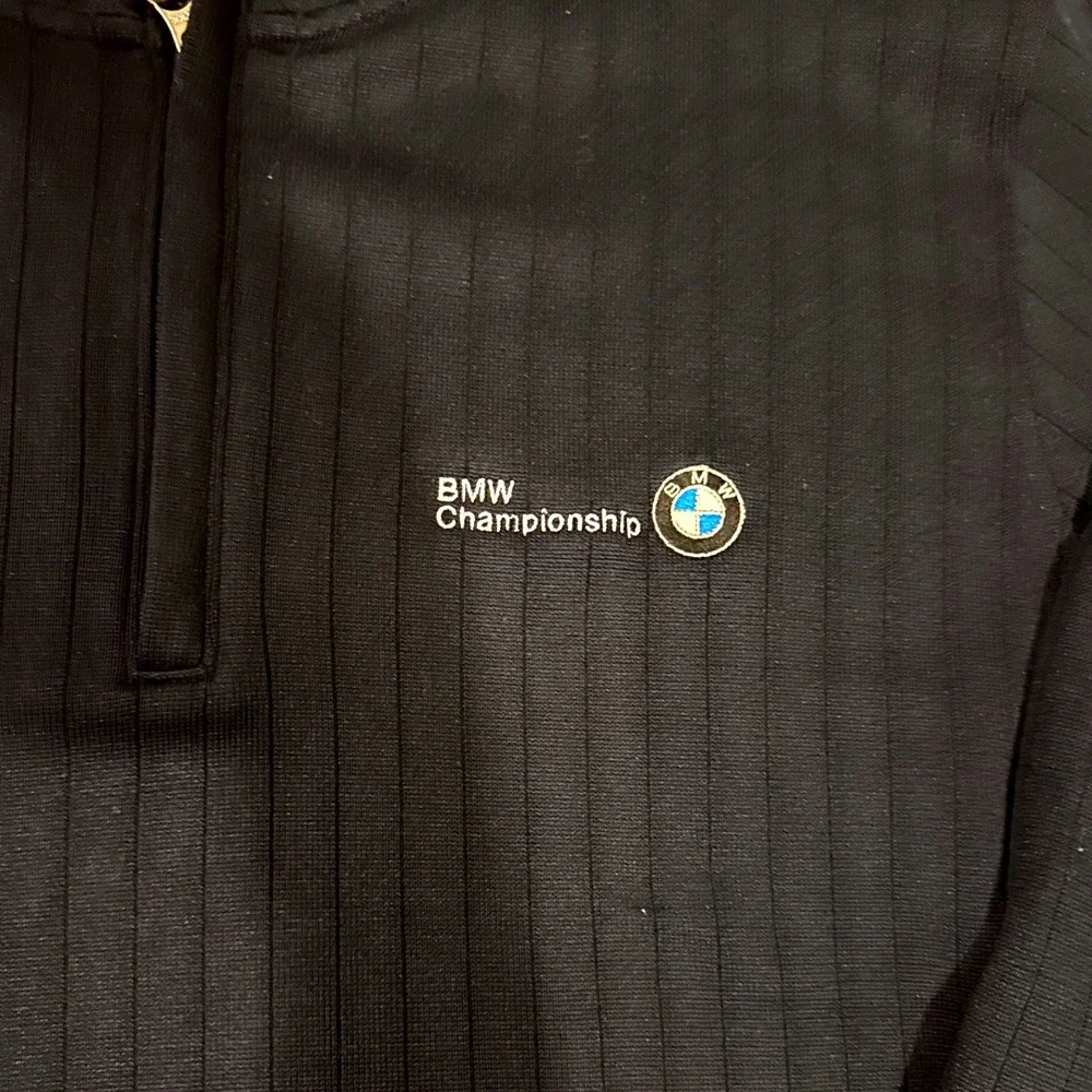 FootJoy Mens 1/4 Zip Pullover XL Black BMW Championship Ribbed Golf Sweater